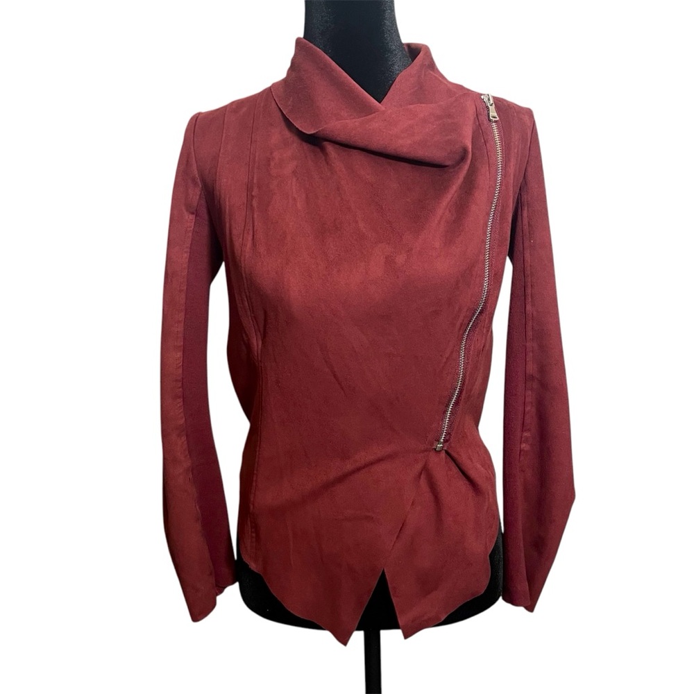 Vigoss faux suede zip jacket maroon - Picture 1 of 8